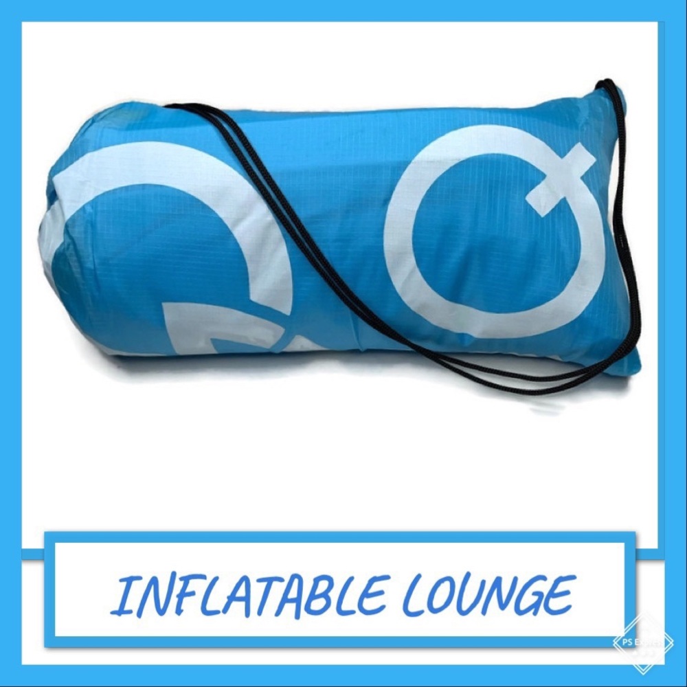 NWOT GoHiQ Inflatable Lounger w/ Carry Bag Blue